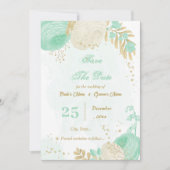 munt groene witte bloemen goudbloem save the date (Voorkant)