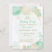 munt groene witte bloemen goudbloem verjaardag kaart (Voorkant)