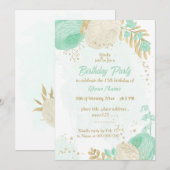 munt groene witte bloemen goudbloem verjaardag kaart (Voorkant / Achterkant)