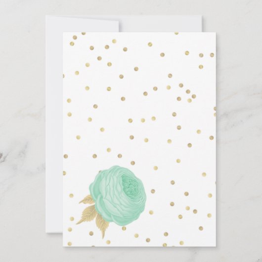 munt groene witte bloemen goudbloem verjaardag kaart (Achterkant)