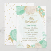 munt groene witte bloemen goudbloem verjaardag kaart (Voorkant / Achterkant)