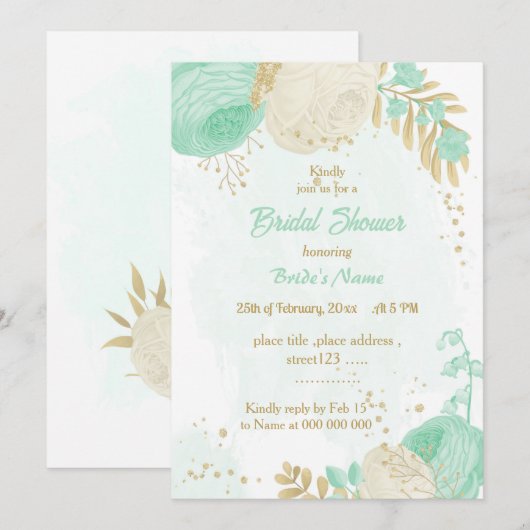 munt groene witte bloemen goudbloem vrijgezellenfe kaart (Voorkant / Achterkant)