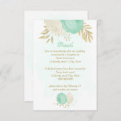 munt groene witte bloemen gouden bloem bruiloft informatiekaartje (Voorkant / Achterkant)