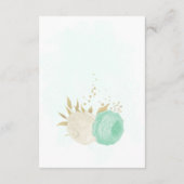 munt groene witte bloemen gouden bloem bruiloft informatiekaartje (Achterkant)