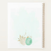 munt groene witte bloemen gouden bloem bruiloft planner (Achterkant)