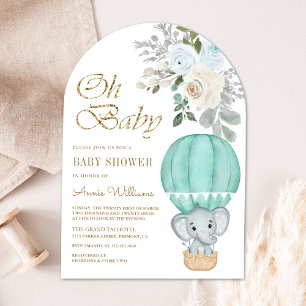 Munt Heet Luchtballon Olifant Boog Baby Shower Kaart