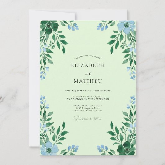 Munt Hemel Loof Eucalyptus Bruiloft Kaart (Voorkant)