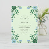Munt Hemel Loof Eucalyptus Bruiloft Kaart (Staand voorkant)