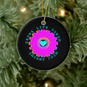 Munt invoeren Retro Arcade Extra Leven Gamer Hart Keramisch Ornament