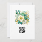 Munt, jager groen en goud bloemenzomer bruiloft kaart (Achterkant)