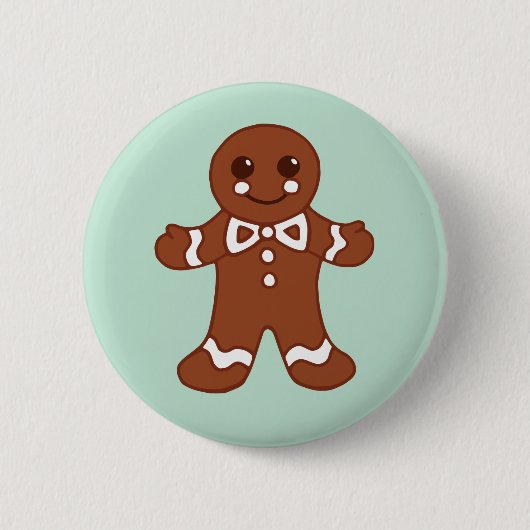 Munt Kerst Gingerbread Boy Knop Ronde Button 5,7 Cm (Voorkant)