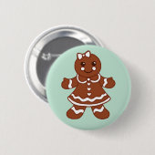 Munt Kerst Gingerbread Meisje Knop Ronde Button 5,7 Cm (Voorkant /achterkant)