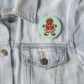 Munt Kerst Gingerbread Meisje Knop Ronde Button 5,7 Cm (In situ)