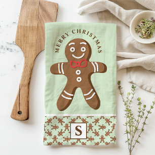 Munt Kerstman Monogram Prettig Kerstfeest Theedoek