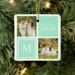 Munt Kerstvreugde Familie Fotocollage Keramisch Ornament
