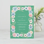 Munt Koraal Ranunculus Eucalyptus Bruiloft Kaart (Staand voorkant)