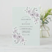 Munt Leisteen Ranunculus Eucalyptus Bruiloft Kaart (Staand voorkant)