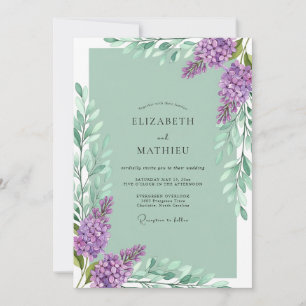 Munt Lilac Bloesem Botanische Bruiloft Kaart