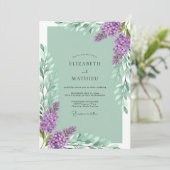 Munt Lilac Bloesem Botanische Bruiloft Kaart (Staand voorkant)