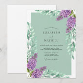 Munt Lilac Bloesem Botanische Bruiloft Kaart (Voorkant / Achterkant)