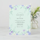 Munt Lilac Rozen Bruiloft Kaart (Staand voorkant)