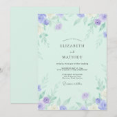 Munt Lilac Rozen Bruiloft Kaart (Voorkant / Achterkant)