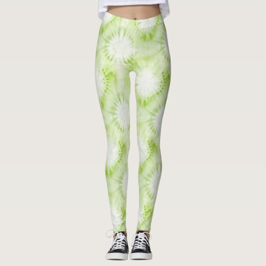 Munt Limoen Groen Tie Dye Leggings (Voorkant)