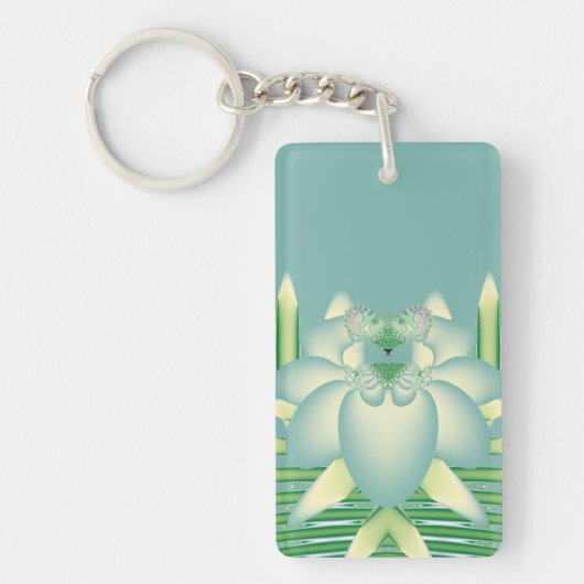 Munt Lotus Art Deco Fractale Bloem Kunst Sleutelhanger (Voorkant)