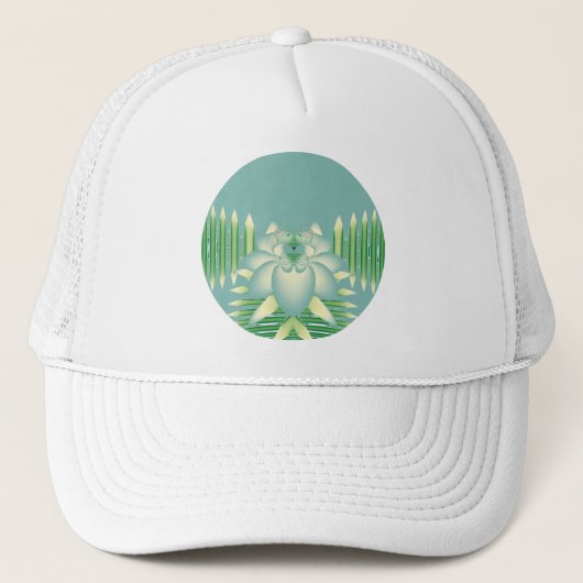 Munt Lotus Art Deco Fractale Bloem Kunst Trucker Pet (Voorkant)