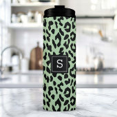 Munt Luipaard Dierenprint Patroon Monogrammed Thermosbeker