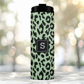 Munt Luipaard Dierprint Patroon Monogram Thermosbeker