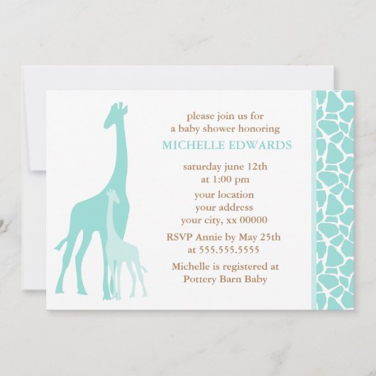 Munt Mam en Baby Baby shower Giraffe Kaart (Voorkant)