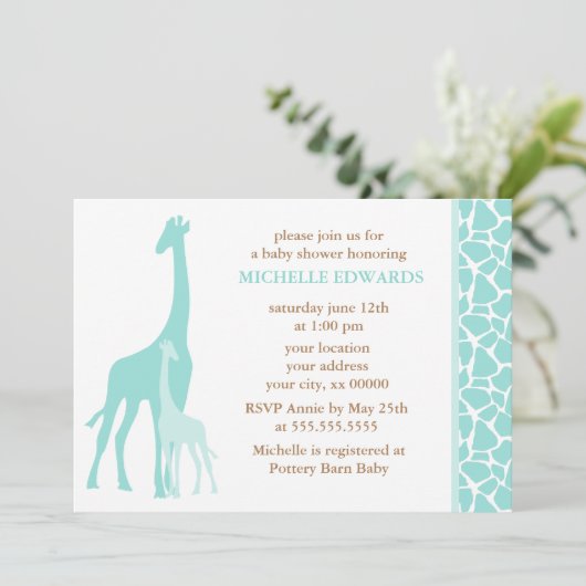 Munt Mam en Baby Baby shower Giraffe Kaart (Staand voorkant)