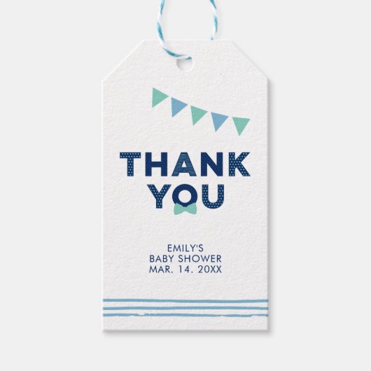 Munt & Marine | Modern Baby shower Favor Bedankt Cadeaulabel (Voorkant)
