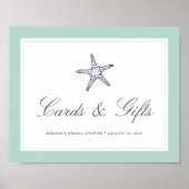 Munt & marine Starfish Kaarten & Gifts Sign Poster (Voorkant)