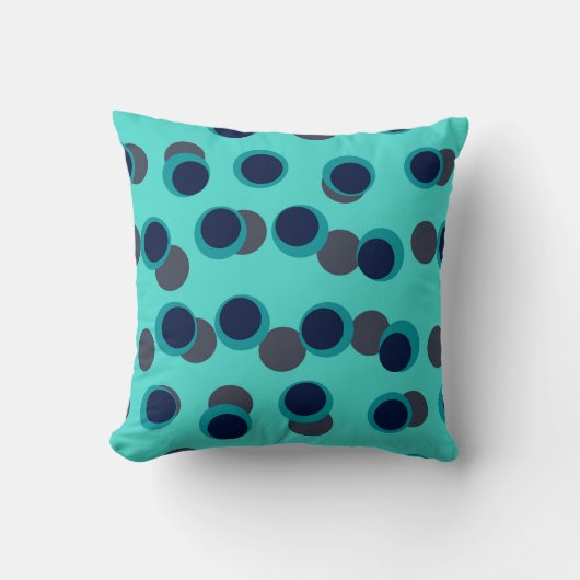 Munt & Marineblauw Retro Orbit Kussen (Voorkant)