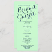 Munt met Blauwe Tekst Ontwerp Wedding Programma Programmakaart (Voorkant / Achterkant)