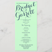 Munt met Blauwe Tekst Ontwerp Wedding Programma Programmakaart (Voorkant)