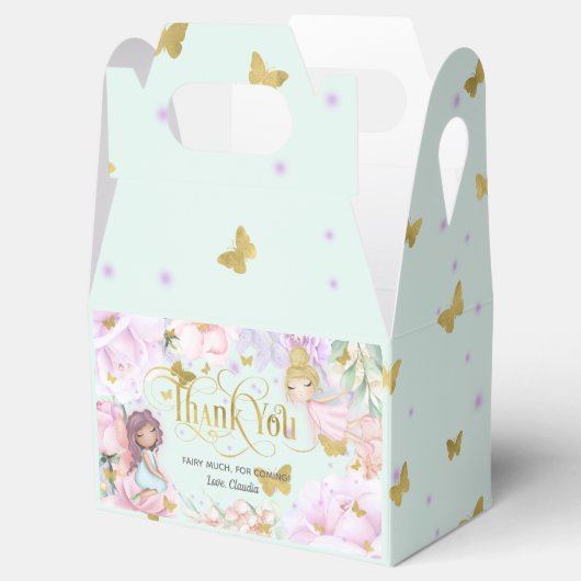 Munt met gekantelde tuinfee, vlinderverjaardag bedankdoosjes (Geopend)