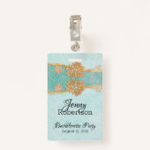 Munt met gouden bloemen vrijgezellenfeest badge (Achterkant met clip)