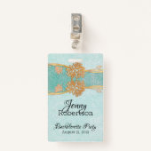 Munt met gouden bloemen vrijgezellenfeest badge (Voorkant met clip)