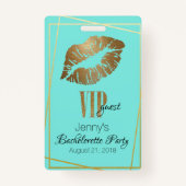 Munt met gouden lip print vrijgezellenfeest badge (Achterkant)