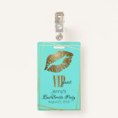 Munt met gouden lip print vrijgezellenfeest badge (Achterkant met clip)