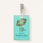 Munt met gouden lip print vrijgezellenfeest badge (Voorkant met clip)