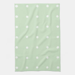 Munt met witte poka Dots Kitchen Towel Theedoek