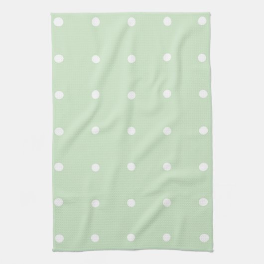 Munt met witte poka Dots Kitchen Towel Theedoek (Verticaal)