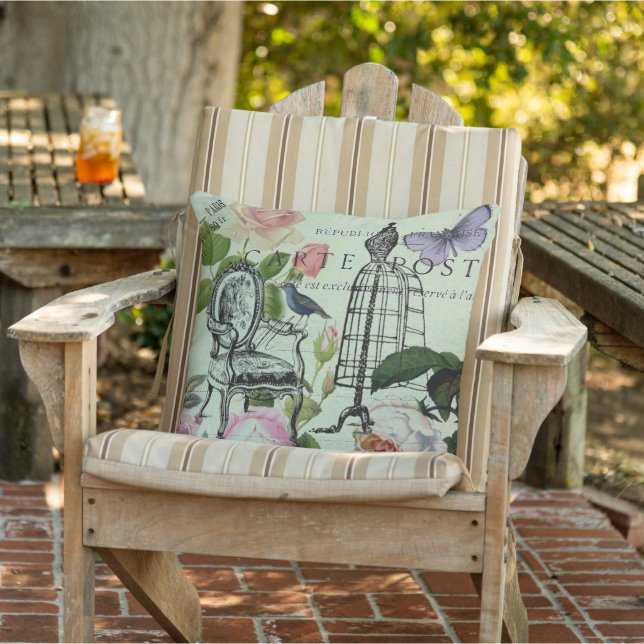 munt moderne  vlinderparijs van het franse roos buitenkussen (Stoel)