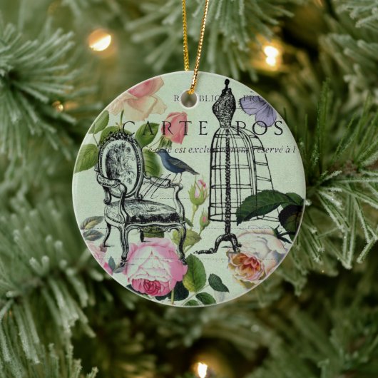 munt moderne  vlinderparijs van het franse roos keramisch ornament (Boom)