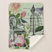 munt moderne  vlinderparijs van het franse roos sherpa deken (Voorkant)