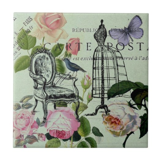 munt moderne  vlinderparijs van het franse roos tegeltje (Voorkant)